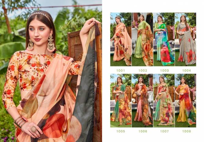 Saroj Rivvaa Fancy Printed Regular Wear Organza Latest Saree Collection